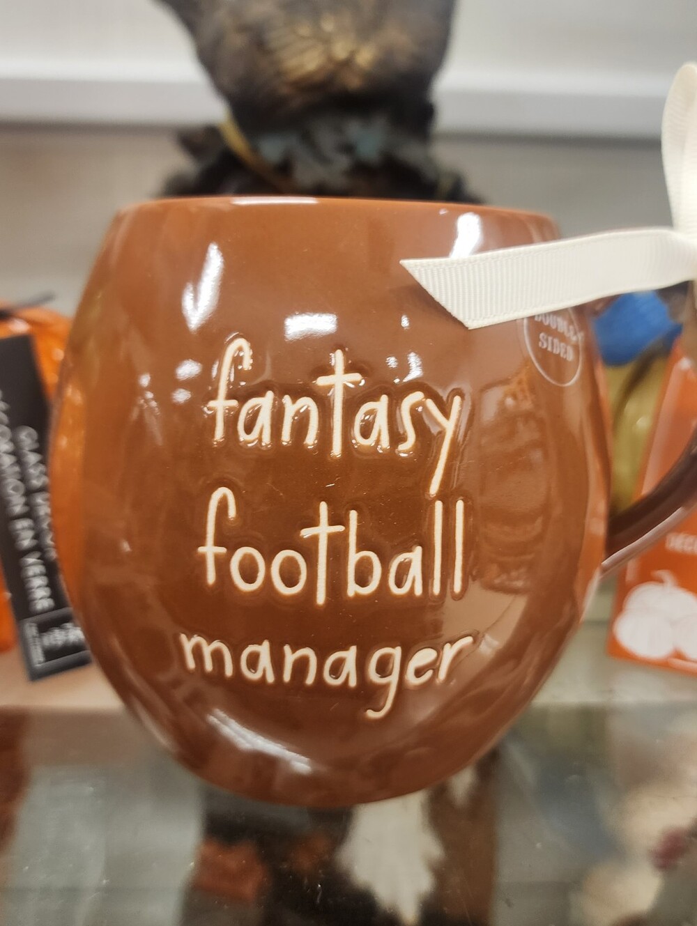 Rae Dunn Fantasy Football Manager Brown Ceramic Mug -